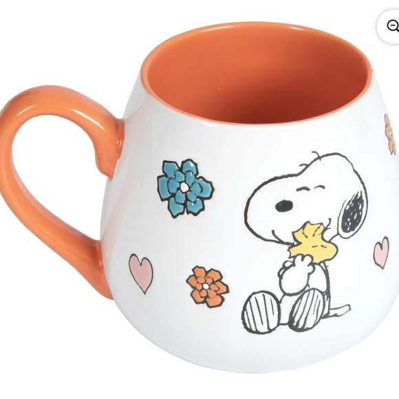20oz Peanuts Snoopy & Woodstock White & Orange Ceramic Mug - Picture 4 of 5